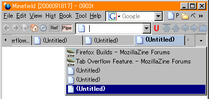 標準装備された Tab Overflow のスクリーンショット